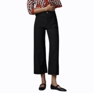 Anthropologie Maeve The Colette Black Linen Blend Crop Wide Leg Pants  Magic 32P